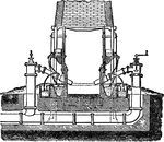 "The term "refining," although in strictness applicable to all methods by which impure iron is purified, is in practice restricted to one particular operation practised as a preliminary stage in the puddling process, viz., melting pig iron on a hearth, on which the fuel is piled, the combustion being urged by a blast of air, which also partially oxidizes the iron, both as it melts and subsequently; the molten mass when the operation is complete is either run out into moulds, chilled by throwing water on it." &mdash; The Encyclopedia Britannica, 1893