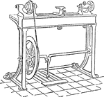 "A modern mechanic's lathe, has very different demands made upon it. For this the greatest possible steadiness in all the working parts is the main desideratum, and it is of great advantage to have the means of obtaining a slow speed, so as to be able to take the heaviest cuts which its strength and the power available to warrant." &mdash;The Encyclopedia Britannica, 1910