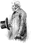 A man in a coat with a top hat.