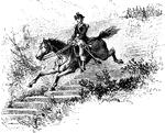 General Putnam escaping on horseback.