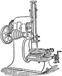 "The slotting machine also cuts grooves and slots, but in an entirely different manner. Those who are acquainted with the wood mortising machine, from which the idea of this tool was derived by Roberts of Manchester, will at once understand its principle, and will appreciate the good service which can be rendered by this principle, and will appreciate the good service which can be rendered by this powerful pairing tool." &mdash;The Encyclopedia Britannica, 1903