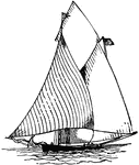 A triangular sail made of light canvas, used only in light winds and on yachts, set between the foretop mast head and the end of the jib boom.