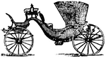 The Brett is a long, four-wheeled pleasure carriage, with a calash top, and seats 4 and a driver.