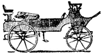 A Break is a large four-wheeled carriage with a straight body, a calash top, and seats for 4 and for a driver and a footman.