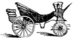 An English Barauch is a four-wheeled carriage with a falling top, and two seats inside, holding 4 persons who face each other. It has a seat for a driver and a footman.