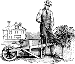 A barrow outfit used to spray insecticide