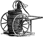 Portable barrel outfit used to spray insecticide
