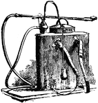 A portable barrel outfit, called a Galloway knapsack used to spray insecticide