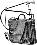 A portable barrel outfit, called a Garfield knapsack used to spray insecticide