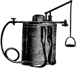 A portable barrel outfit, called an Excelsior knapsack used to spray insecticide