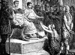Caractacus was a British Chief that had fought very bravely against the Romans. He was brought to Rome with chains on his hands and feet and set before the emperor of Rome. The wife of Caratacus, who had also been brought a prisoner to Rome, fell upon her knees imploring pity, but Caractacus asked for nothing and exhibited no signs of fear.