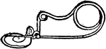 A type of brooch with disk for catch-plate and convoluted bow