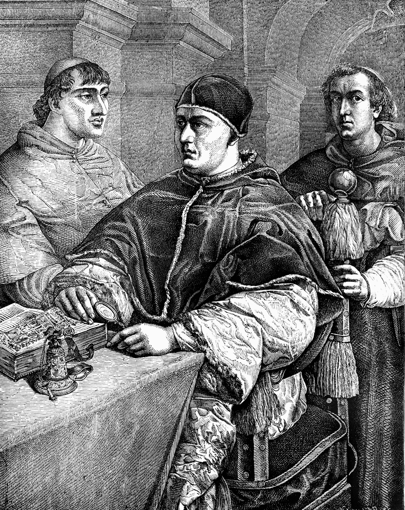 Pope Leo X., with Cardinals Giulio De Medici |
