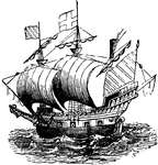 An illustration of one of Sir Walter Raleigh's ships.