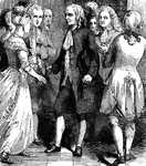 A depiction of Benjamin Franklin in the French royal Court, where he was well-received.