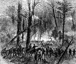 A wilderness battle during the Civil War.