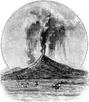 An eruption of Mount Vesuvius.