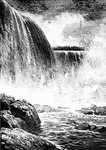 The grandest falls in the world are those of the Niagara, 160 feet high. Though greatly inferior to many others in height, yet their volume of water is so great that they surpass all others in grandeur.