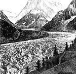 One of the best known of the European glaciers is that of <em>Mer de Glace</em> (Sea of Ice). It descends from the slopes of the range of Mont Blanc, and is formed by the confluence of three large glaciers: <em>the Glacier du Geant</em>, <em>the Glacier de Lechaud</em>, and <em>the Glacier du Talefre</em>.