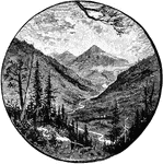An image of a valley between mountains.