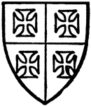 Chetwode bore Quaterly silver and gules with four crosses forming countercoloured- that is to say, two crosses in the gules are of silver and the two in the silver gules