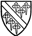 Howard bore Silver a bend between six crosslets fitchy gules