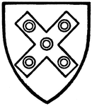 Nicholas Upton, the 15th-century writer on armory, bore Silver a saltire sable with the ends couped and five golden rings thereon.