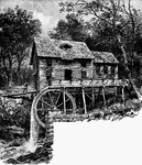 A watermill generating power.