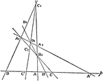 The three points in which any line cuts the sides of a triangle and the projections, from any point in the plane, of the vertices of the triangle on to the same line are six points in involution.