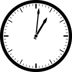 Round clock with dashes showing time 1:01