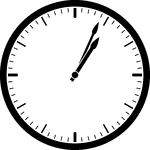 Round clock with dashes showing time 1:04