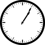 Round clock with dashes showing time 1:05