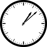 Round clock with dashes showing time 1:08