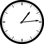 Round clock with dashes showing time 1:14