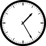 Round clock with dashes showing time 1:25