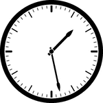 Round clock with dashes showing time 1:28