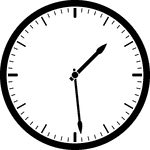 Round clock with dashes showing time 1:29