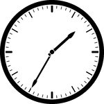 Round clock with dashes showing time 1:35