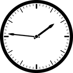 Round clock with dashes showing time 1:46