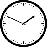 Round clock with dashes showing time 1:49