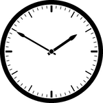 Round clock with dashes showing time 1:50