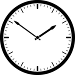 Round clock with dashes showing time 1:51