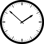 Round clock with dashes showing time 1:52