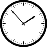 Round clock with dashes showing time 1:53