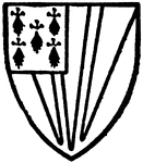 Basset of of Drayton bore gold three piles (or pales) gules with a quarter ermine.