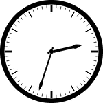 Round clock with dashes showing time 2:33