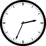 Round clock with dashes showing time 2:34
