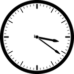 Round clock with dashes showing time 3:21