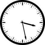 Round clock with dashes showing time 3:28