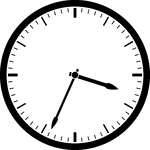 Round clock with dashes showing time 3:34